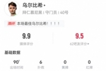 证明自己！乌尔比希本场数据：6扑救+29长传12成功，获9.9分最高